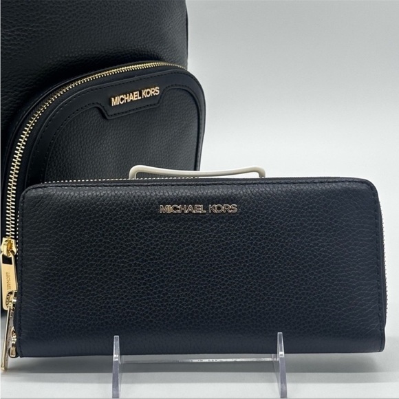 Michael Kors Medium Jaycee Backpack & Continental Wallet Wristlet Black - Picture 7 of 14